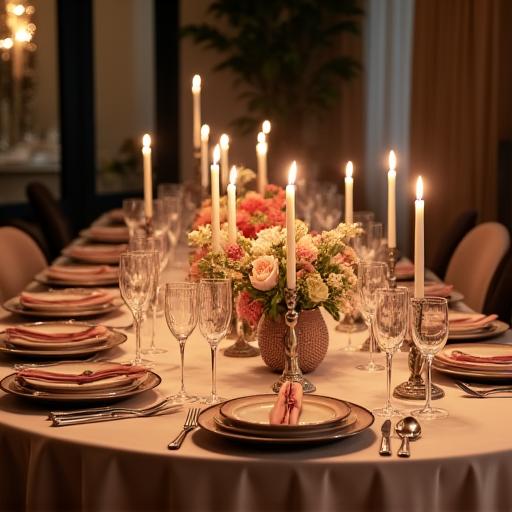 A beautifully set dining table ready for an intimate dinner party.